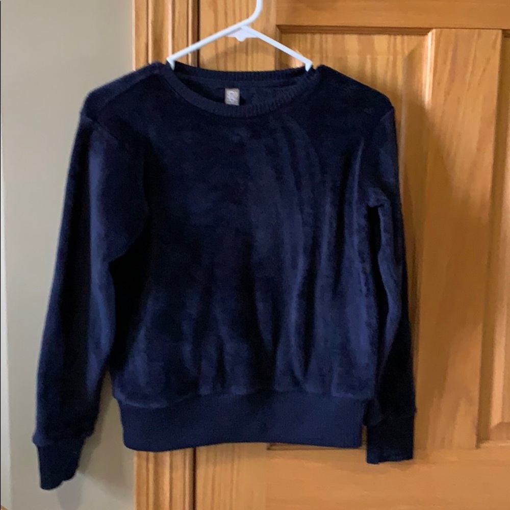 Navy velour Athleta Girl sweatshirt